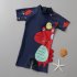 Kids Boys Cartoon Dinosaur One piece Swimsuit Quick drying Sun Protection Short Sleeve Swimwear Bathing Suit yellow 5 6Y L