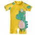 Kids Boys Cartoon Dinosaur One piece Swimsuit Quick drying Sun Protection Short Sleeve Swimwear Bathing Suit yellow 7 8Y XL