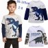 Kids Boys Cartoon Dinosaur Pattern Printing Cotton Long Sleeve T shirt