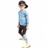 Kids Boys Cartoon Sunscreen Quick Dry Swimming Long Sleeve Tops Trousers  blue 3XL