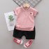 Kids Boys Cotton Embroidered Shirt with Elephant Printing   Shorts for Baby Pink 90cm