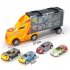 Kids Boys Simulate Container Car with 4 Pull Back Metal Cars Toy Set yellow