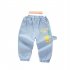 Kids Cartoon Jeans Fashion Cotton Middle Waist Trousers Casual Breathable Pants For 1 6 Years Old Kids light blue 2 3Y 90cm