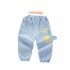 Kids Cartoon Jeans Fashion Cotton Middle Waist Trousers Casual Breathable Pants For 1 6 Years Old Kids light blue 1 2Y 80cm