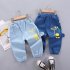 Kids Cartoon Jeans Fashion Cotton Middle Waist Trousers Casual Breathable Pants For 1 6 Years Old Kids light blue 2 3Y 90cm
