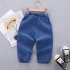 Kids Cartoon Jeans Fashion Cotton Middle Waist Trousers Casual Breathable Pants For 1 6 Years Old Kids dark blue 1 2Y 80cm