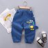 Kids Cartoon Jeans Fashion Cotton Middle Waist Trousers Casual Breathable Pants For 1 6 Years Old Kids light blue 5 6Y 110cm