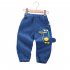 Kids Cartoon Jeans Fashion Cotton Middle Waist Trousers Casual Breathable Pants For 1 6 Years Old Kids dark blue 1 2Y 80cm