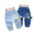 Kids Cartoon Jeans Fashion Cotton Middle Waist Trousers Casual Breathable Pants For 1 6 Years Old Kids dark blue 1 2Y 80cm