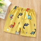 Kids Cotton Shorts Cute Cartoon Printing Summer Breathable Casual Short Pants For 0-7 Years Old Boys Girls golden dinosaur 4-5Y 70#110CM