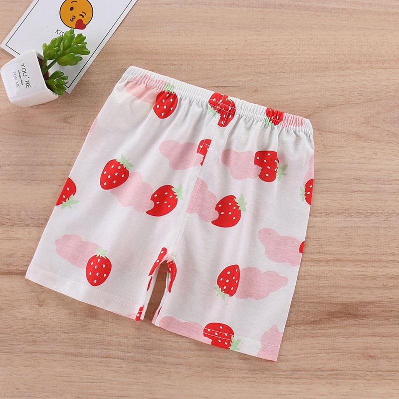 Wholesale Kids Cotton Shorts Cute Cartoon Printing Summer Breathable Casual  Short Pants For 0-7 Years Old Boys Girls little strawberry 5-6Y 75#120CM  From China