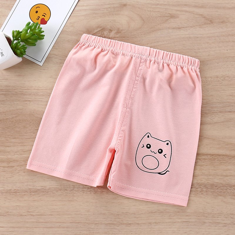 Wholesale Kids Cotton Shorts Cute Cartoon Printing Summer Breathable Casual  Short Pants For 0-7 Years Old Boys Girls pink cat 6-7Y 80#130CM From China