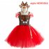 Kids Girls Christmas Cartoon Elk Dress Fluffy Skirt   Headdress Set HD93366