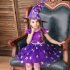Kids Girls Halloween Witch Hat Star Princess Dress Set for Party Wear black 90cm