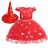 Kids Girls Halloween Witch Hat Star Princess Dress Set for Party Wear black 90cm