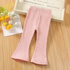 Kids Girls Leggings Flared Pants Cotton Solid Color Baby Spring Autumn Outerwear Elastic Bottom Long Pants pink 2-3Y 90cm