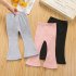Kids Girls Leggings Flared Pants Cotton Solid Color Baby Spring Autumn Outerwear Elastic Bottom Long Pants black 2 3Y 90cm