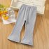 Kids Girls Leggings Flared Pants Cotton Solid Color Baby Spring Autumn Outerwear Elastic Bottom Long Pants Gray 1 2Y 80cm