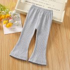 Kids Girls Leggings Flared Pants Cotton Solid Color Baby Spring Autumn Outerwear Elastic Bottom Long Pants Gray 1-2Y 80cm