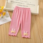 Kids Girls Leggings Pleated Pants Solid Color Comfortable Breathable Summer Toddlers Baby Cropped Pants pink 1-2Y 80cm