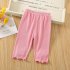 Kids Girls Leggings Pleated Pants Solid Color Comfortable Breathable Summer Toddlers Baby Cropped Pants gray 4 5Y 100cm