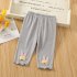 Kids Girls Leggings Pleated Pants Solid Color Comfortable Breathable Summer Toddlers Baby Cropped Pants gray 4 5Y 100cm