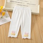 Kids Girls Leggings Pleated Pants Solid Color Comfortable Breathable Summer Toddlers Baby Cropped Pants White 1-2Y 80cm