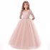 Kids Girls Long Sleeve Lace Formal Princess Dress for Wedding Party Wear red 150