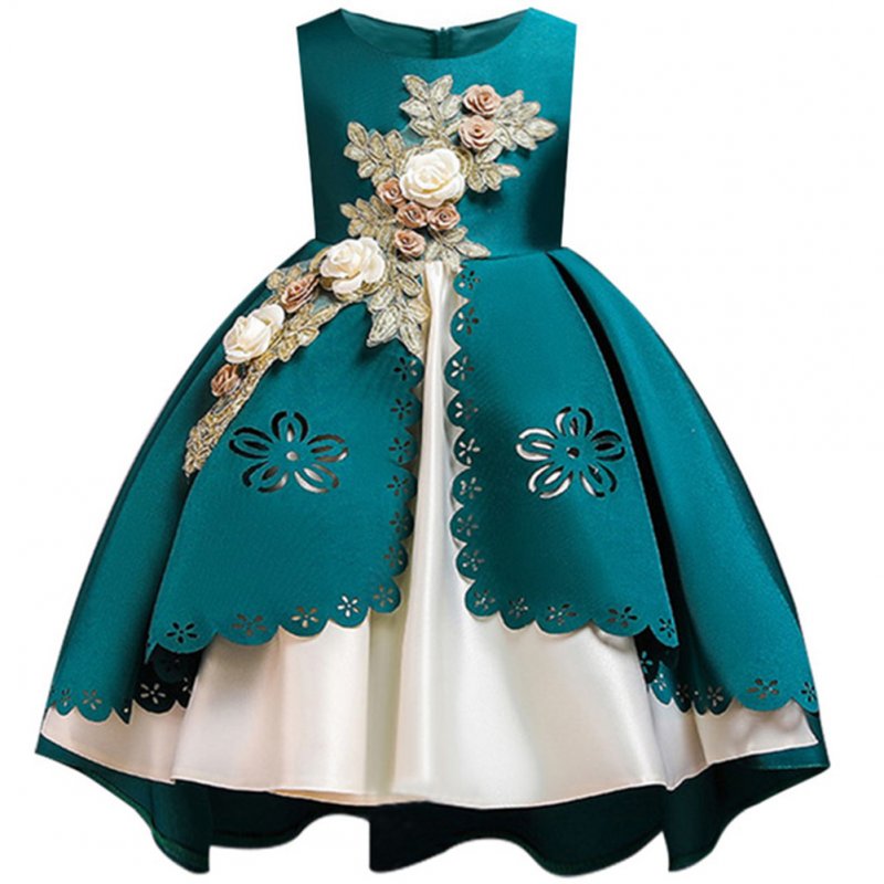 Kids Girls Mesh Formal Princess Dress for Party Festival Costume blue_120cm