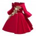 Kids Girls Princess Dress Middle Sleeve Embroidery Full Dress for Christmas New Year Party Wedding red 130