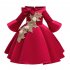 Kids Girls Princess Dress Middle Sleeve Embroidery Full Dress for Christmas New Year Party Wedding green 140