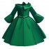 Kids Girls Princess Dress Middle Sleeve Embroidery Full Dress for Christmas New Year Party Wedding green 140