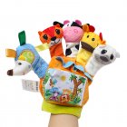 Kids Glove Puppet Set Cartoon Animal Finger Doll Hand Puppet For Boys Girls Gifts Birthday Party Favor Orange [left hand]