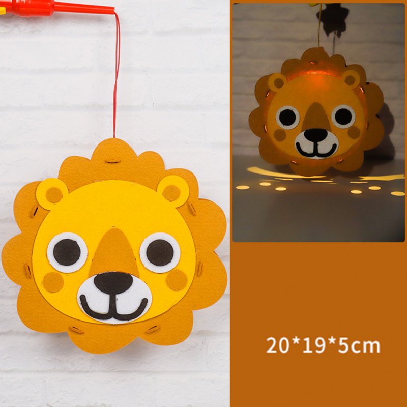 Kids  Handmade  Cartoon Luminous Lantern Diy Portable Puzzle Toy Little lion_The New