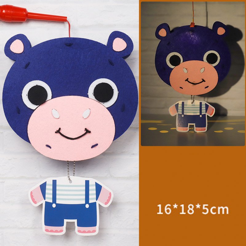 Kids  Handmade  Cartoon Luminous Lantern Diy Portable Puzzle Toy hippo_The New