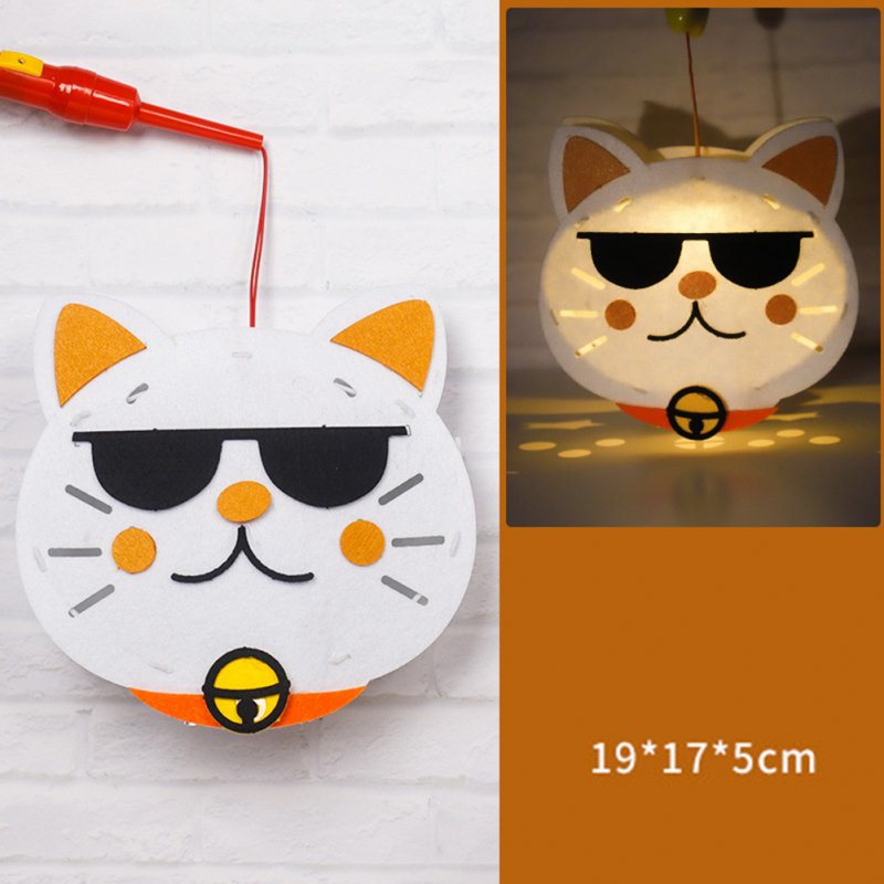 Kids  Handmade  Cartoon Luminous Lantern Diy Portable Puzzle Toy Cool cat_The New