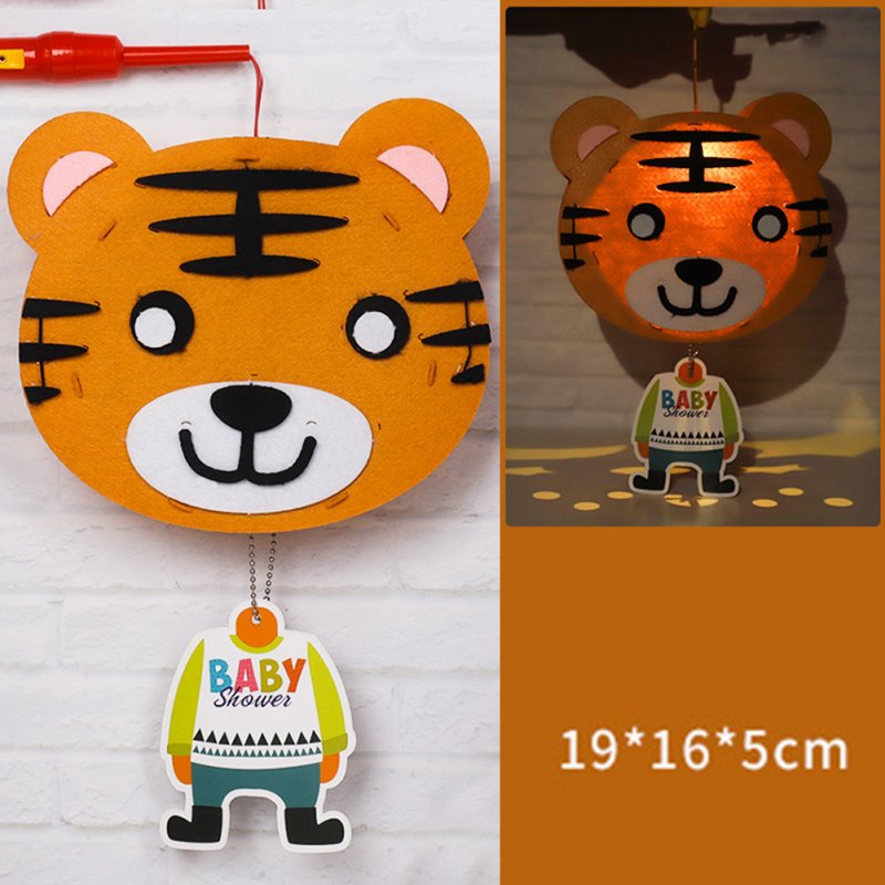 Kids  Handmade  Cartoon Luminous Lantern Diy Portable Puzzle Toy Little Tiger_The New