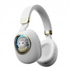 Kids Headphones With Mic LED Light Up 3D Cat Wireless Kids Headphones Adjustable Headband Over Ear Headsets White