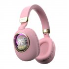 Kids Headphones With Mic LED Light Up 3D Cat Wireless Kids Headphones Adjustable Headband Over Ear Headsets pink