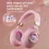 Kids Headphones With Mic LED Light Up 3D Cat Wireless Kids Headphones Adjustable Headband Over Ear Headsets pink