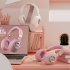 Kids Headphones With Mic LED Light Up 3D Cat Wireless Kids Headphones Adjustable Headband Over Ear Headsets pink