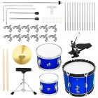 Kids Jazz Drum Kits 3 Drum And 1 Cymbal With Stool Mini Band Rock Set Junior 3-Piece Drum Set For Kids Drummers And Beginners blue