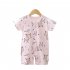 Kids Jumpsuit Newborn Short Sleeves Thin Romper Cartoon Printing Cotton Nightwear For 0 2 Years Old Boys Girls pink deer 0 6month S