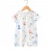 Kids Jumpsuit Newborn Short Sleeves Thin Romper Cartoon Printing Cotton Nightwear For 0 2 Years Old Boys Girls pink deer 0 6month S