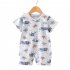 Kids Jumpsuit Newborn Short Sleeves Thin Romper Cartoon Printing Cotton Nightwear For 0 2 Years Old Boys Girls yellow bear 6 12 months M