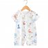 Kids Jumpsuit Newborn Short Sleeves Thin Romper Cartoon Printing Cotton Nightwear For 0 2 Years Old Boys Girls grizzly bear 12 18 months L
