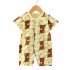 Kids Jumpsuit Newborn Short Sleeves Thin Romper Cartoon Printing Cotton Nightwear For 0 2 Years Old Boys Girls yellow bear 18 24 months XL