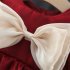Kids Long Sleeves Dress Stylish Bowknot Cute Princess Skirt Simple Solid Color Dress For Girls Aged 1 3 beige CM  90