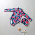 Kids Long Sleeves Zip Front Swimwear Girls Watermelon Printing Sunscreen One piece Swimsuit For Hot Spring watermelon 7 8years XL