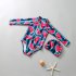 Kids Long Sleeves Zip Front Swimwear Girls Watermelon Printing Sunscreen One piece Swimsuit For Hot Spring watermelon 7 8years XL
